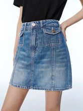 Women's Washed A-Line Denim Mini Skirt